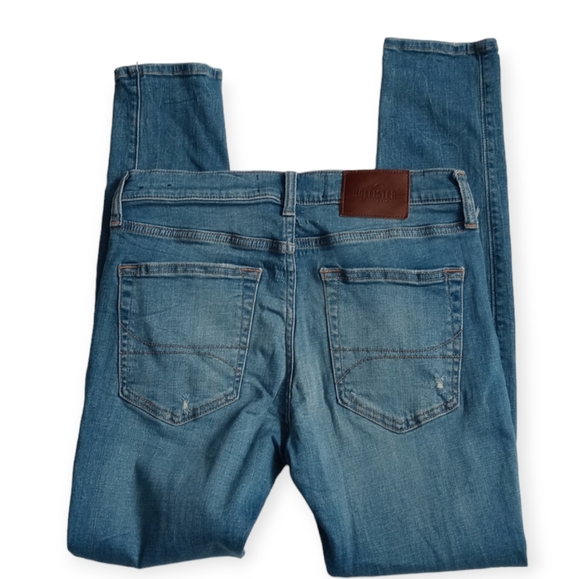 HOLLISTER MEN'S RIPPED LIGHT WASH BLUE  STRETCH SKINNY JEANS.SIZE W32 /L30 - Picture 13 of 15